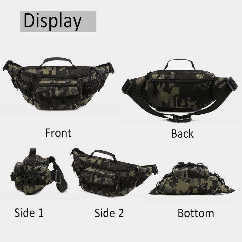Aocmpxs Tactical Fanny Pack,Small Fishing Tackle Bag Water-Resistant Military Waist Bags Portable Fishing Storage Waist Packs for Outdoor Fly Fishing Hiking Climbing with 2 PCS Mini Carabiners (Tan) - Image 5